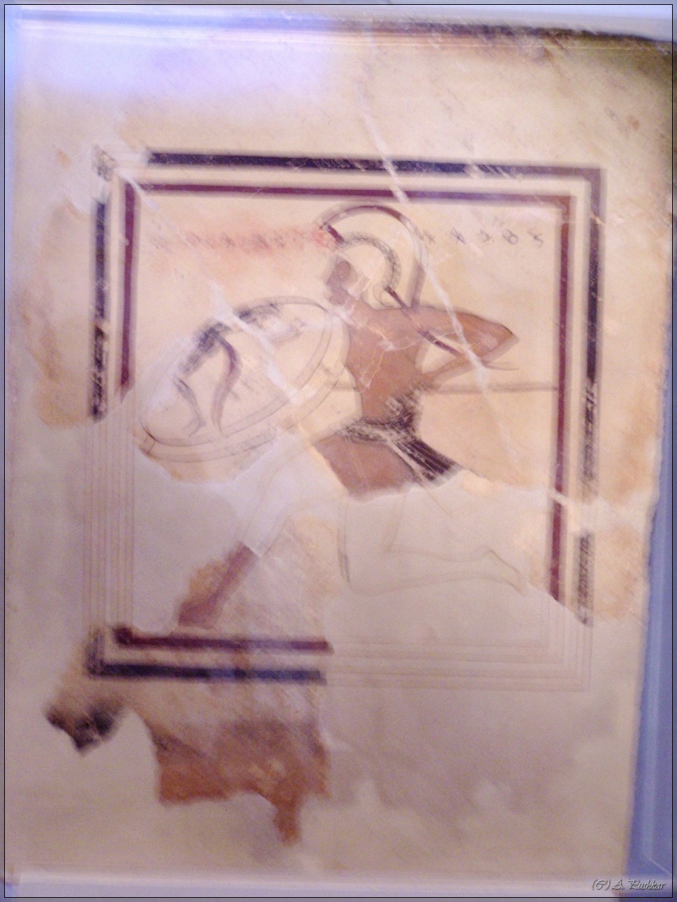 Фреска воин. Музей афинского акрополя.
